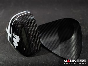Alfa Romeo 4C Carbon Fiber Upper Safety Belt Ring Cover - White Alfa Flag Theme